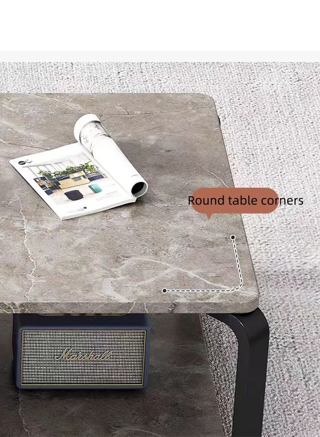 JCB CHIC طاولة قهوة ذات طابقين بإطار معدني متين، طاولة مركزية مستطيلة مع رف تخزين مفتوح، طاولة شاي جانبية متعددة الوظائف مقاس 100x48 سم لغرفة المعيشة - Image 5